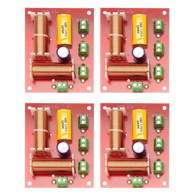 4Pcs 200W 3 Way Audio Speaker Crossover Treble + Midrange + Crossover Speakers Filter Frequency Divider