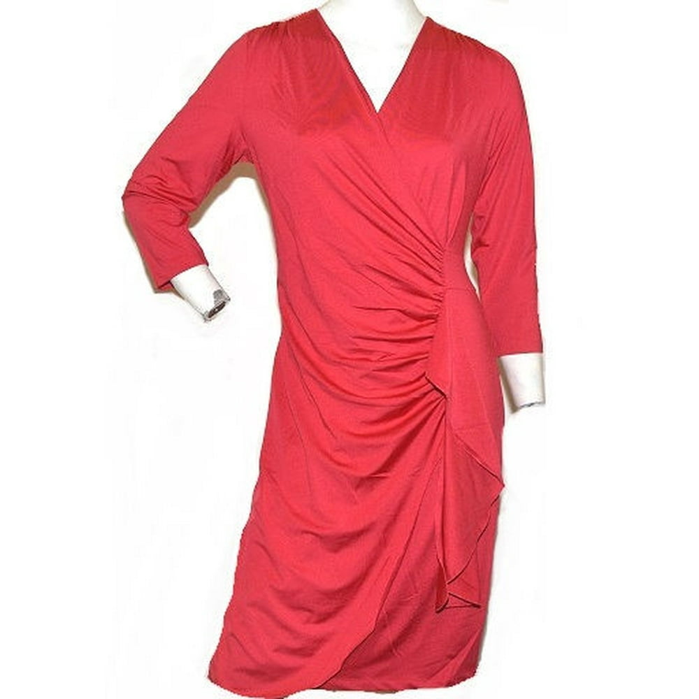 K. Jordan Women's Faux Wrap Dress In Lipstick Red - 10 - Walmart.com ...