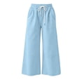 thumbnail image 3 of HomeDM Wide Leg Sweatpants with Pockets Drawstring Elastic Waist Lounge Sky Blue Athletic Pants for Workout Running Size XL, 3 of 6