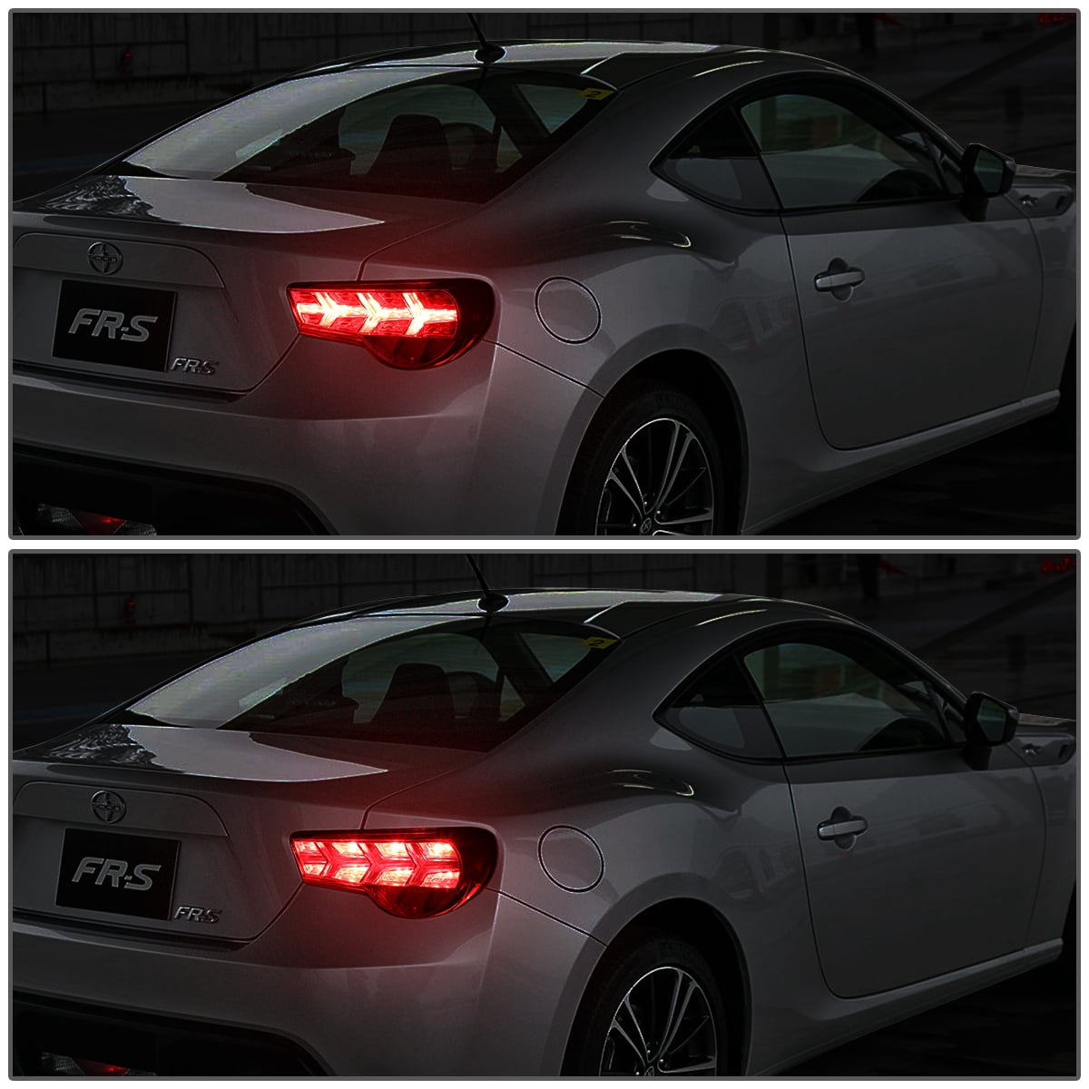 DNA Motoring TL-LED-FED-8 For 2013 to 2017 FRS / BRZ / 86 Pair of LED Arrow Sequential Tail Light (Chrome Housing / Smoked Lens / Red Signal)