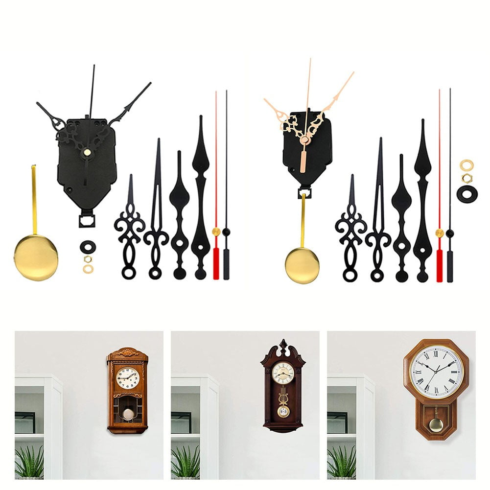 Clock Mechanism Kit Battery Powered, Quartz Clock Movement Replacement, Long and Short Shaft Wall Clock Mechanism Parts Motor Replacement DIY Repair Parts (Black)，Batteries Not Included