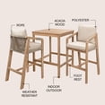 thumbnail image 6 of Porto Coastal 3-Piece Light Teak Acacia Wood Outdoor Bar Set, High-Top Patio Table & Woven Rope Chairs with Removable Beige Cushions, 6 of 7