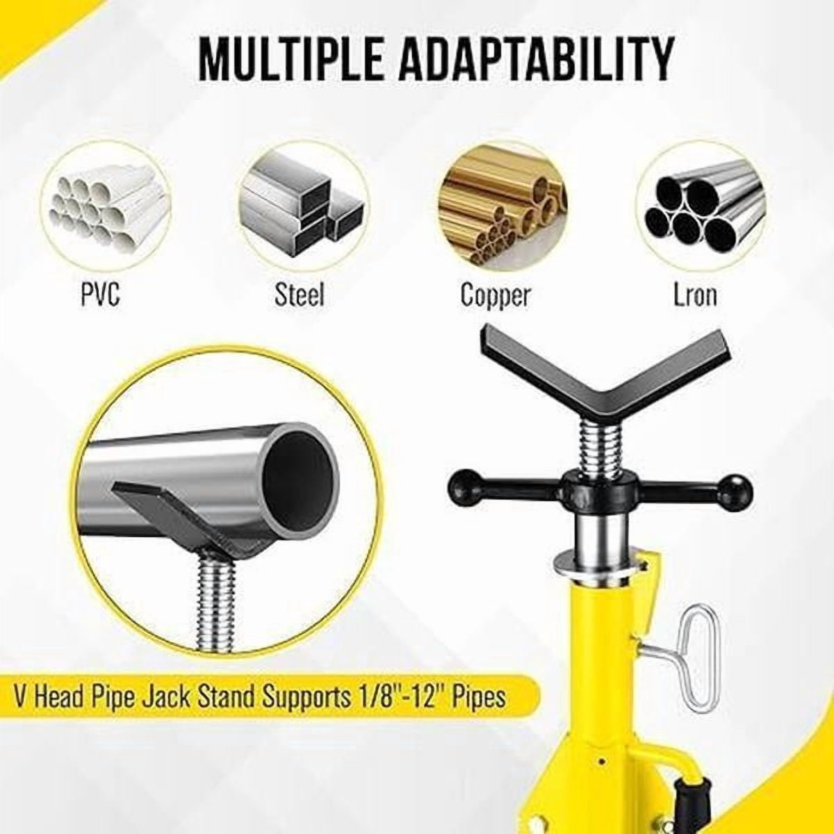 Heavy-Duty Adjustable Folding Pipe Jack Stand | 2500 Lbs Load Capacity with Portable Folding Legs 28-52 Inch Height Adjustable 1/8"-12" Capacity，Yellow