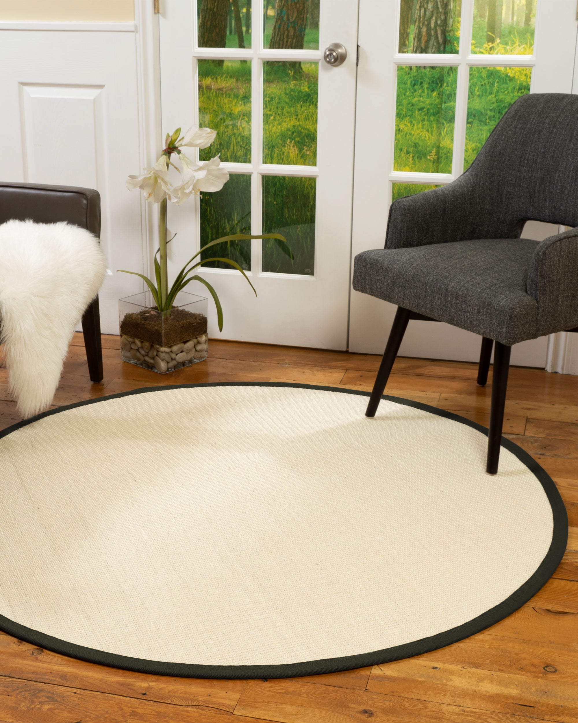 Natural Area Rugs Deco Custom Sisal Rug, 6', Round Moss Border