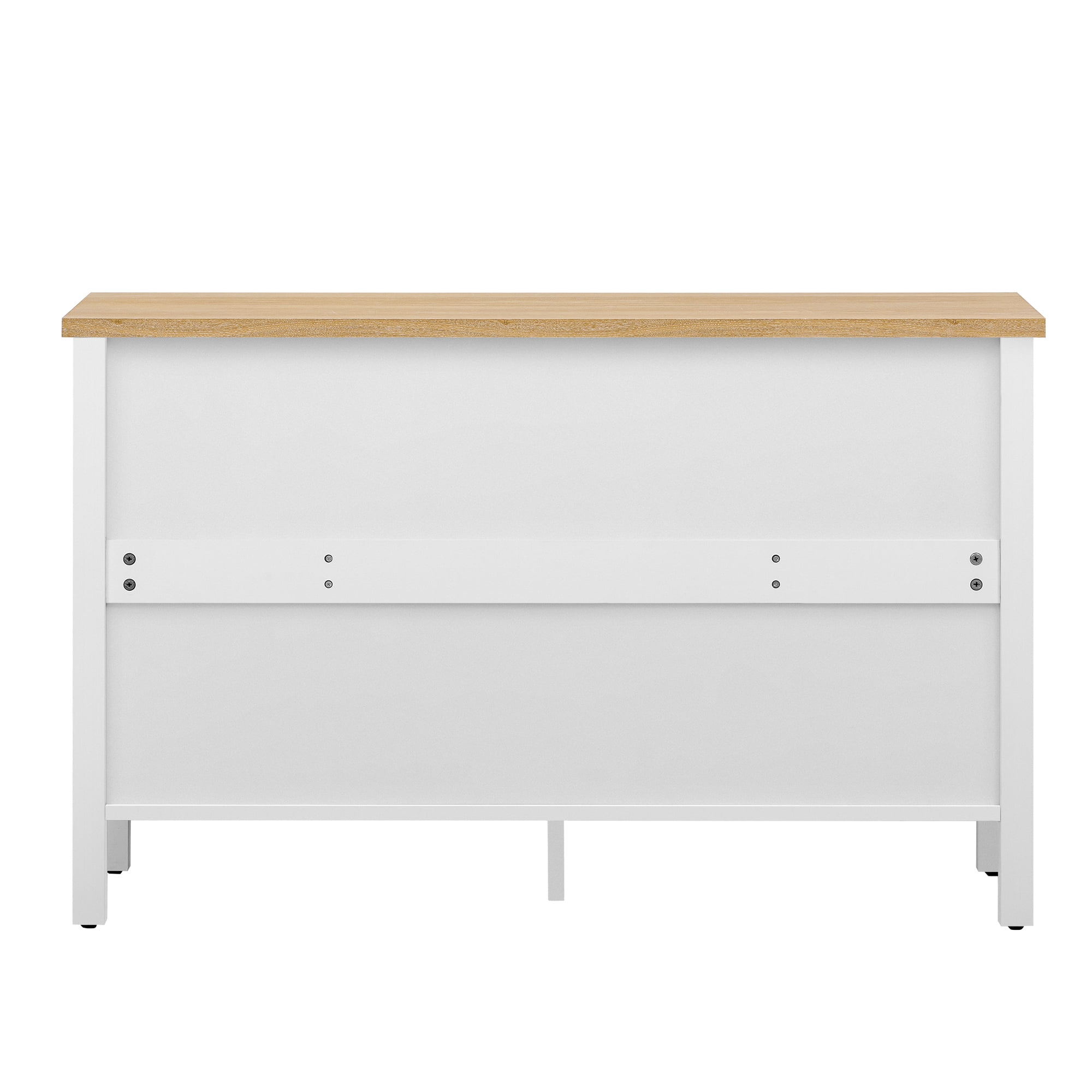 Aukfa TV Stand for TVs up to 55", Console Storage Cabinet w/ Glass Doors & Anti-tip Device,White