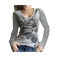 thumbnail image 1 of Blusa corta con estampado vintage para mujer, estilo Y2K, estilo E-Girls de los años 90, de manga larga, ajustada y con estampado gráfico, 1 of 5