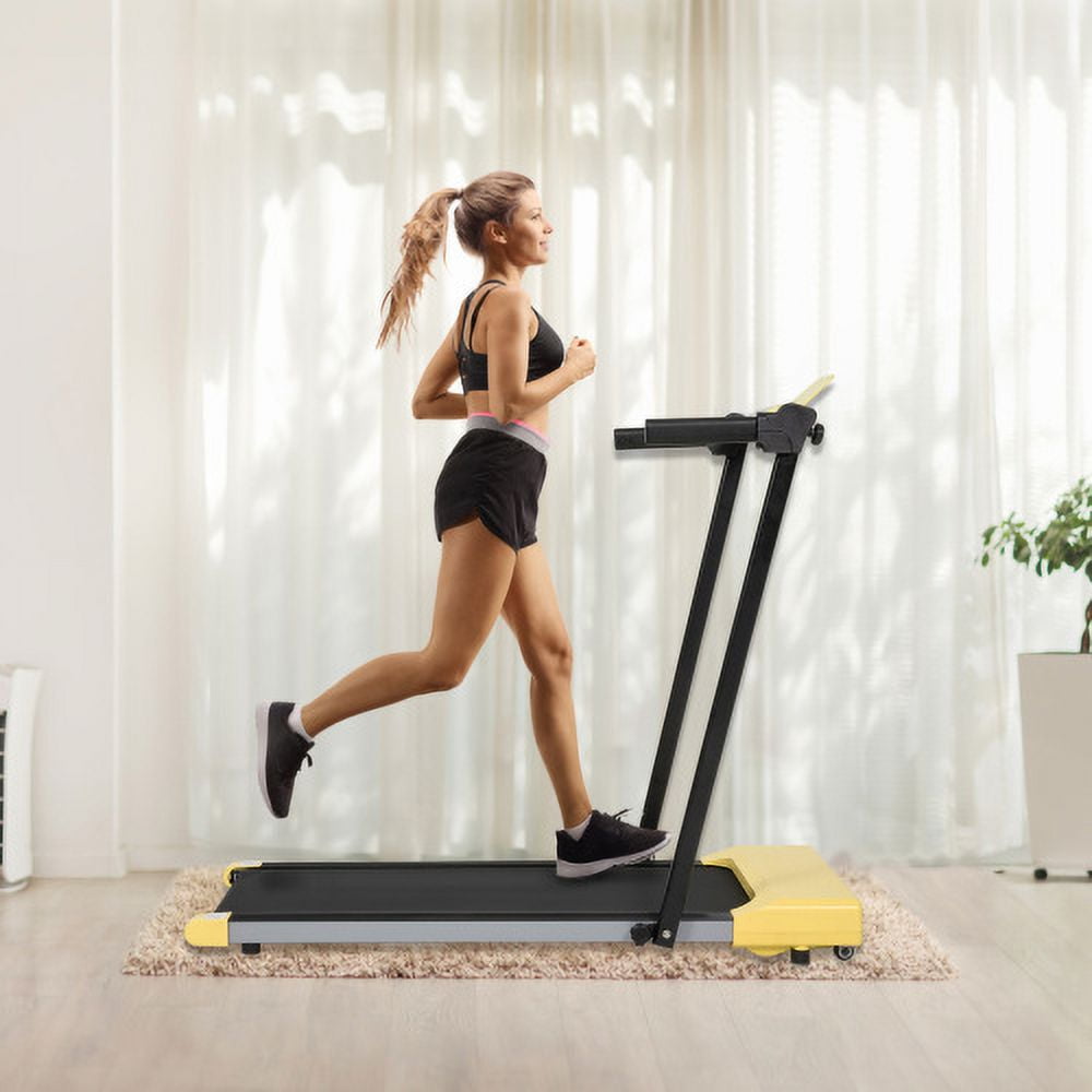 Hi-Treadmill,1-YEAR-WARRANTY,300 LBS,2 in 1,Foldable,with LED Display,Walking & Running Treadmills for Home(Yellow)