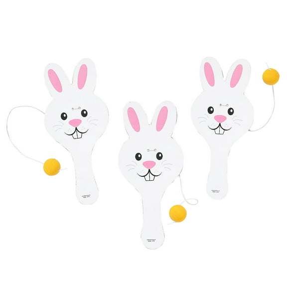 Bunny Paddleball Games, Toys, Easter, 12 Pieces