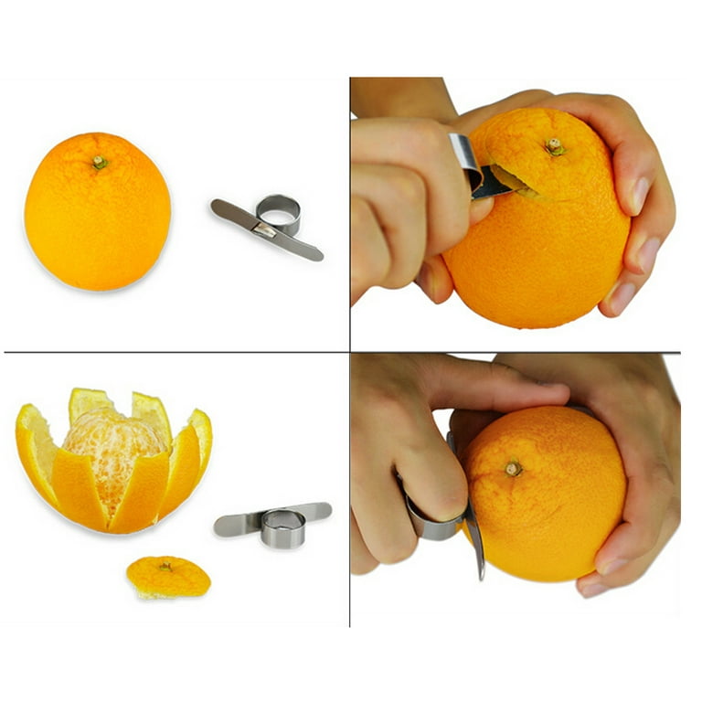 Frcolor Multi-Use Stainless Steel Orange Slicer Peeler Orange Peeler Ring Portable Citrus Grapefruit Peeler Tool Slicer Cutter, Size: 0.98 x 1.38 x