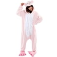 thumbnail image 2 of Krdevn Adult Animal Onesie Pajamas, Hooded Cartoon Cosplay Jumpsuit for Halloween Costume & Home Loungewear,Light Pink, 2 of 4