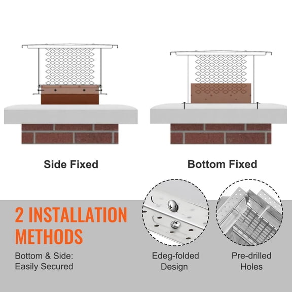 Chimney Cap,12x12",304 Stainless Steel Fireplace Chimney Cover,Not Easily Toppled&Practical Accessories&Easy Installation,Fits Mesh Flue Covers Outside Clay Flue Shingles,Silver