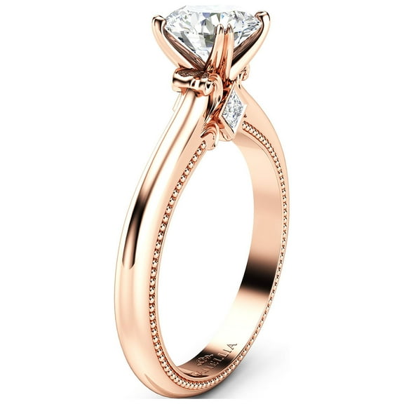 Victorian Moissanite Round Cut Rose Gold Engagement Ring