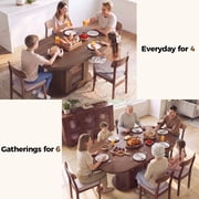 Patbrela 43.3–59 Extendable Dining Table with Storage, Oval Dining Room Table for 4-6, Space-Saving Kitchen Table with Removable Leaves for Kitchen & Living Room, Walnut