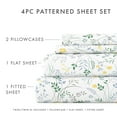 thumbnail image 4 of Noble Linens 4 Piece Pattern Microfiber Bed Sheets Set, Light Blue Wildflower, Queen, 4 of 11