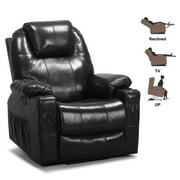 THLAND Power Lift Recliner Chair Cow Leather for Elderly with Massage and Heating Ergonomic Lounge Chair for Living Room Black