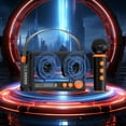 thumbnail image 2 of Qocolhg Haut-Parleur Bluetooth avec Microphone, Machine de Karaoké avec Lumière de Musique Cool, Multiples Modes de Lecture, Longue Autonomie, 1 Micro Sans Fil, Doubles Haut-Parleurs 5 W pour Adultes Enfants Fête d'Anniversaire, Noir, 2 of 8