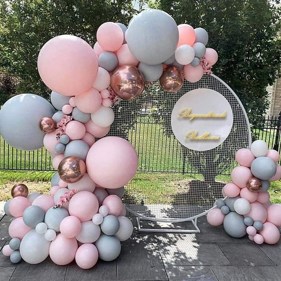 Beyondtrade 169pcs Pink Gray Rose Gold and Confetti Balloon Garland Arch Kit for Birthday Party Supplies Decoration