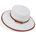 thumbnail image 2 of Straw Boater Hat Womens Sun Hat UV Protection Flat Brim Hats for Women Summer Hats for Beach Travel Vacation, 2 of 5