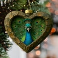 thumbnail image 2 of LanSuare Animal Ornaments for Christmas Tree, 3.1" 2D Heart-shape Acrylic Forest Animal Christmas Ornaments, Christmas Hanging Ornament, Gift for Animal Lovers (Peacock), 2 of 9