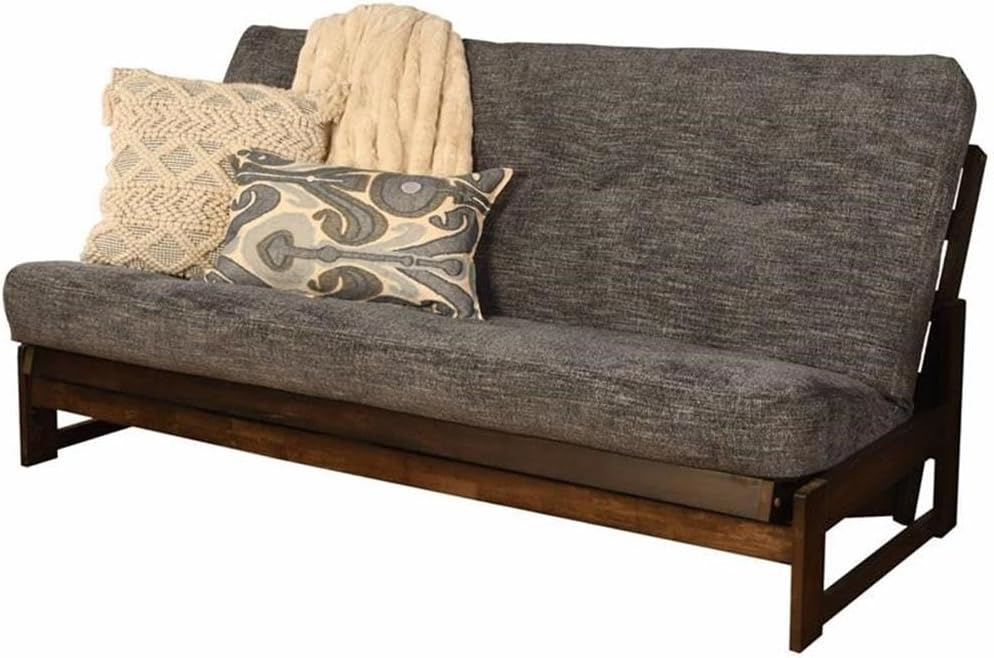 TENDA Foam Full-Size Futon Mattress w/Handwoven Smoke Fabric Cover-Frame Not Included