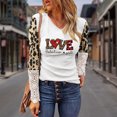 thumbnail image 1 of Ichuanyi liquidación de mujeres casuales día de San Valentín estampado leopardo encaje encaje de manga larga camiseta blusa tops ICHUANYI WER202308212997, 1 of 4