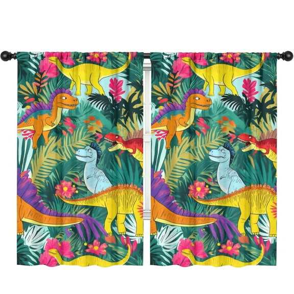 Blackout Kids Curtains,Cute Dinosaur Pattern Childrens Insulated Curtains Set Of 2,Bedroom Essentials,Toddler Room Decor 52x84in(132x213cm)