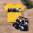 thumbnail image 2 of Otqutp Baby Boys Party Clothing Sets 2pcs Summer Toddler Floral Tree Print Tee and Shorts Set 1 to 6 Years Old for Vacation, 2 of 7