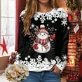 thumbnail image 4 of Towmus Plus Size Christmas Sweatshirts for Women Cute Snowman Graphic Holiday Tops Fall Long Sleeve Casual Pullover Top, 4 of 7
