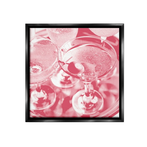 Stupell Industries Pink Glam Cocktails Food & Beverage Painting Black Floater Framed Canvas Art Print Wall Art, 18 x 18