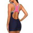 thumbnail image 5 of Beautyin Women One Piece Swimsuits Boyleg Sports Training Modest Swimwear Splice Color Bathing Suits XS-2XL, 5 of 6