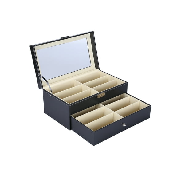 I-MART 12 Slot Eyeglass Sunglass Storage, Glasses Holder, Sunglasses Display Drawer Organizer, Box, Case with Lock