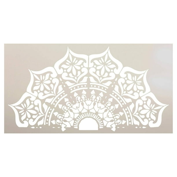 mandala india half design stencil by studior12 reusable mylar template use to paint wood signs pallets pillows wall art floor tile select size 22 x 12 walmart com