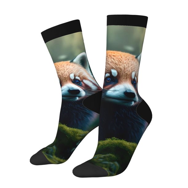 Fotbe Forest Plant Raccoon Calcetas Largas con Estampado para Hombre y Mujer – Calcetas de Compresión Transpirables y Elásticas, Viajar y Uso Diario Talla 5-11