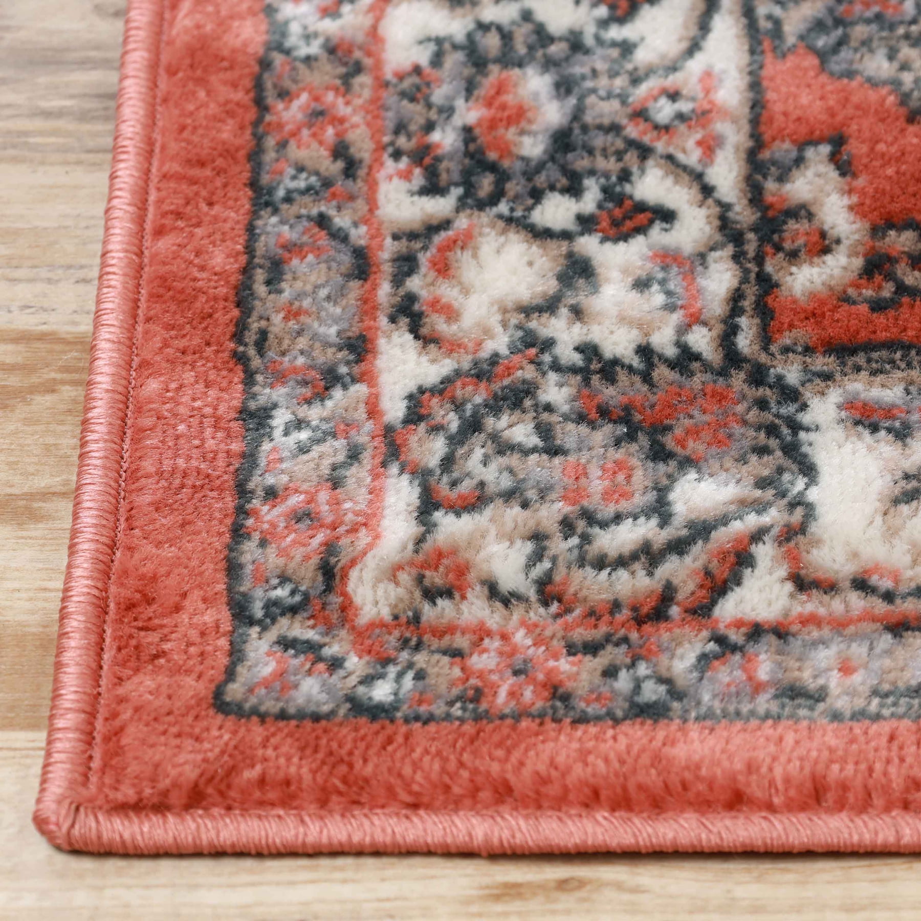 Superior Lille Traditional Floral Indoor Runner Rug, Salmon, 8' x 10'