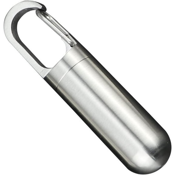 Stainless Steel Waterproof Pill Holder Keychain, Small Portable Pill Box Organizer with Sealing Lid for Outdoor Travel, Purse, Pocket, Backpack