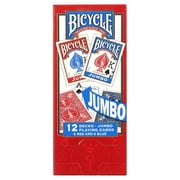 Open Box Bicycle 1030651 Playing Cards, Jumbo Size, Red/Blue, Pack of 12