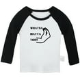 thumbnail image 2 of iDzn Italian Whatsa Matta You Funny T shirt For Baby, Newborn Babies T-shirts, Infant Tops, 0-24M Kids Graphic Tees Clothing (Long Black Raglan T-shirt, 0-6 Months), 2 of 5