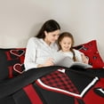 thumbnail image 3 of Castle Fairy Valentine's Day 3-Piece Full Comforter Set: Love Heart Geometric Lattice Reversible Couple Decor, 3 of 8
