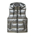 thumbnail image 1 of Ikevan Couples Autumn and Winter Shiny Coat Down Cotton Waistcoat Warm Vest Gray 16(4XL), 1 of 5