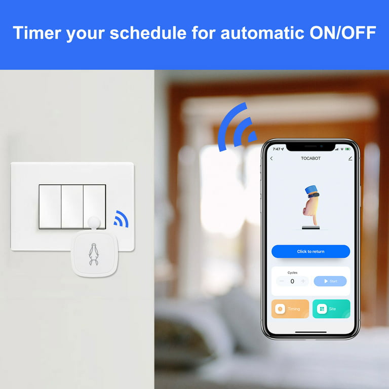 SwitchBot Smart Switch Button Pusher - Bluetooth Fingerbot for Rocker  Switch/One-Way Button, Automatic Light Switch, Timer and APP Control, Works  with