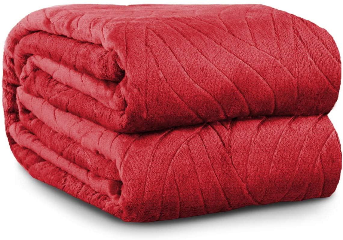 LARGE PLAIN EMBOSSED FLEECE BLANKET THROW OVER SOFA BED CHAIR SOFT WARM PLUSH 