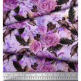 thumbnail image 3 of Soimoi Feuilles de Tissu de Velours et Tissu Imprimé de Fleurs Roses 1 Yard 58 Inch Wide, 3 of 3
