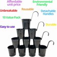 thumbnail image 6 of 10 Pack 6'' Hanging Flower Pot Black, Outdoor Metal Railing Planter for Balcony Garden Wall Deck Porch, 6 of 7