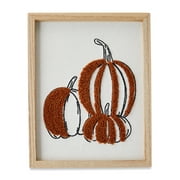 Pumpkin Embroidered Framed Wall Decor, Orange & White, 8" x 10", Fall by Way To Celebrate