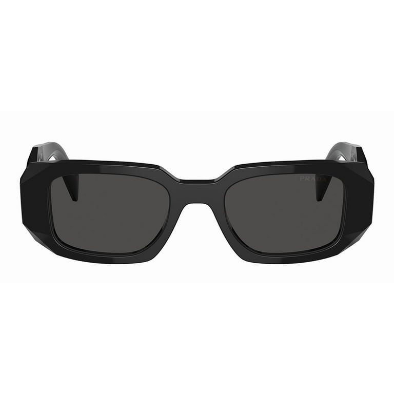 Prada Womens Rectangle Sunglasses Shades, Black Plastic