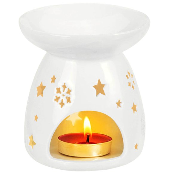 Ceramic Tealight Candle Holder, Essential Oil Burner Wax Melt Burners, Aromatherapy Aroma Diffuser Burner for Home Bedroom Decor Christmas Housewarming Gift