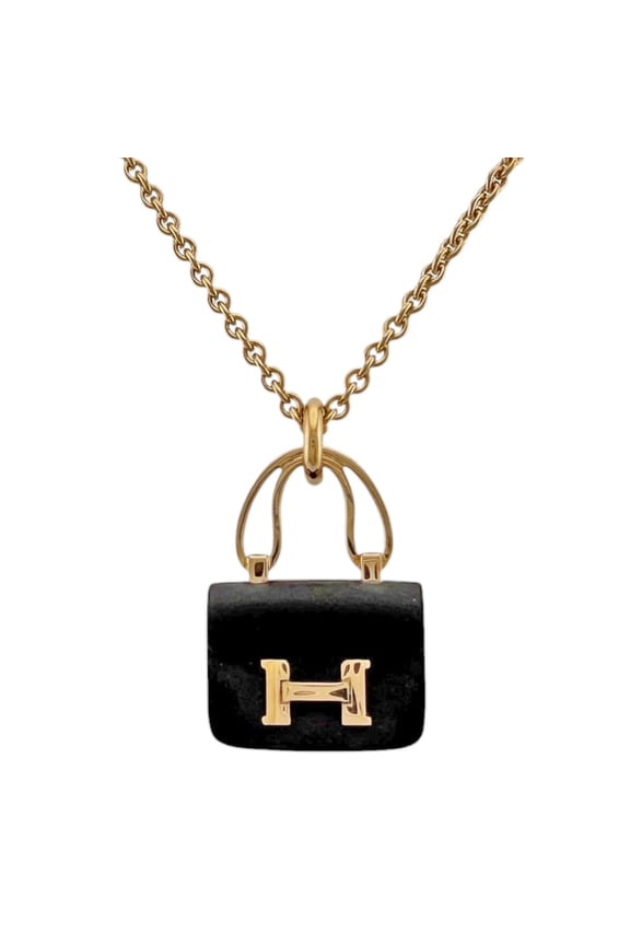Pre-Owned Hermes Constance Necklace, 18K Pink Gold, Black Jade, Women's, HERMES Jade