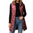 thumbnail image 6 of Winter Women Quilted Vest with Hood Plus Size Mid Length Full Zipper Gilet Sleeveless Padded Warm Jackets Winter Outerwear Layer Vest for Travel Hiking Daily Wear, 6 of 9