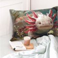 thumbnail image 4 of Goofa Colorful Axolotl Underwater Print Plush Throw Pillow Case, Soft Velvet with Hidden Zipper, Decorative Cushion Cover for Sofa, Bed, Car, and Home Décor-16"x24", 4 of 6