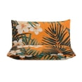 thumbnail image 3 of 3 Pcs Soft Bedding Set, Includes 1 Duvet Cover with Zipper And 2 Pillow,Shams Hawaiian Hibiscus Garden Orange Flowers Queen(90"×90"), 3 of 8